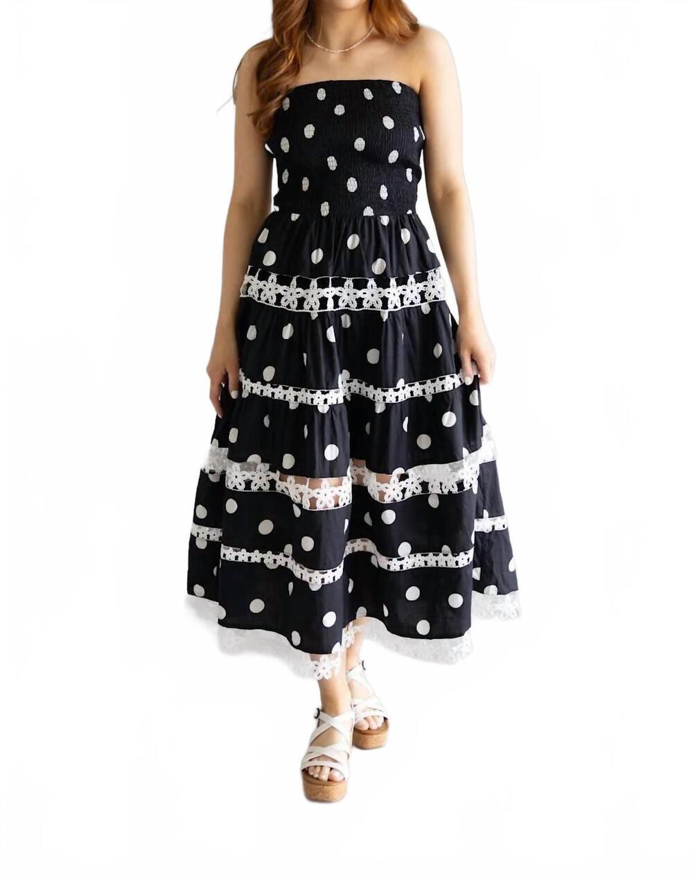 NEW STRUT & BOLT clarie polka dot dress in black/white